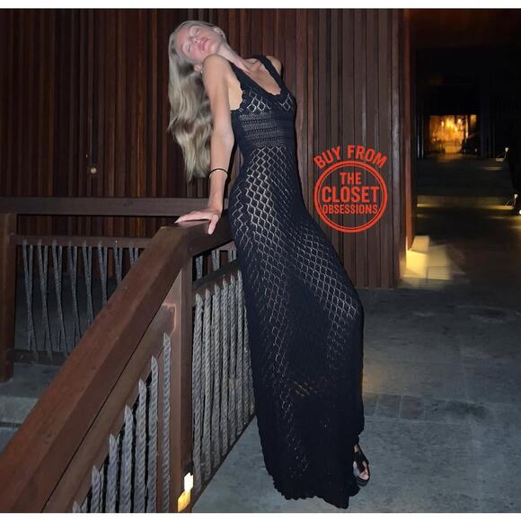 RARE!!! MANGO BLOGGER FAVE!!! Openwork Knit Maxi Dress NWT - Picture 9 of 16